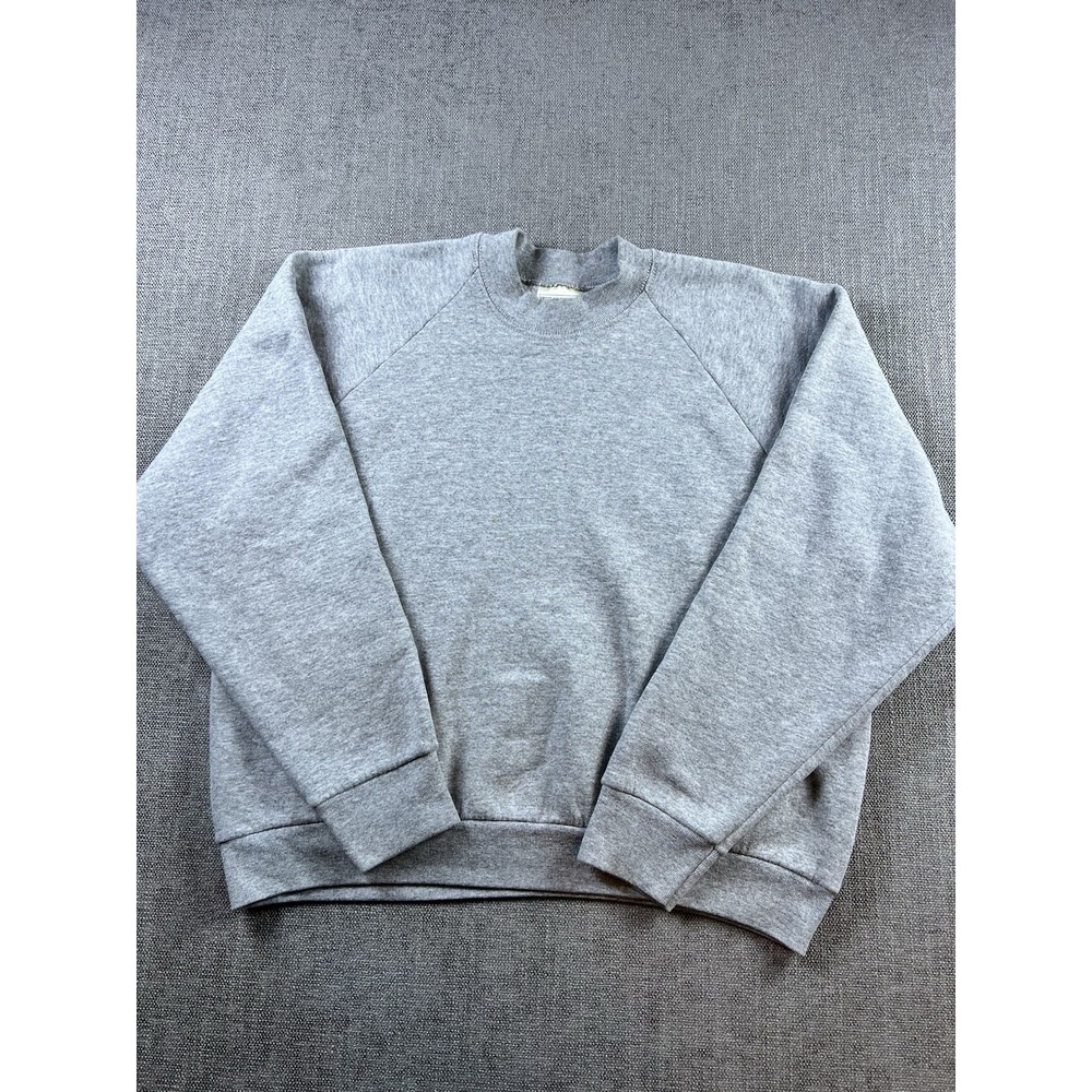 Vintage‎ Fruit Of The Loom Sweatshirt Women's L Gray Blank Long Sleeve 1990's